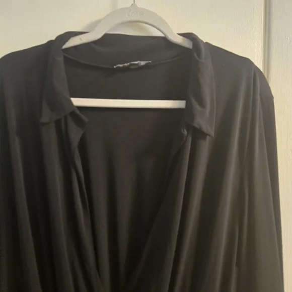Elegant Black Wrap Dress Long Sleeves Size 3XL - Picture 7 of 12